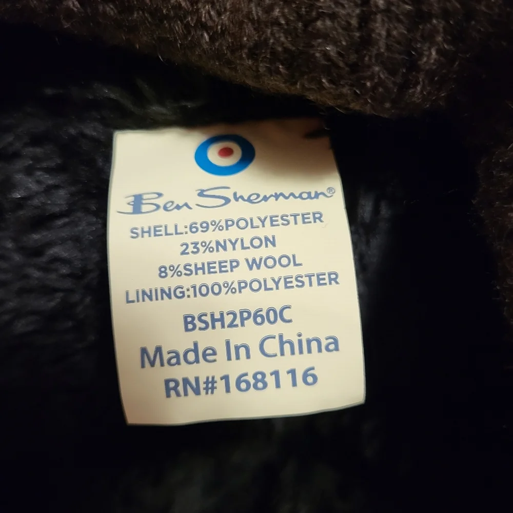 NWT Two Ben Sherman Knit Thermal Plush Lining Beanies - Black & Brown